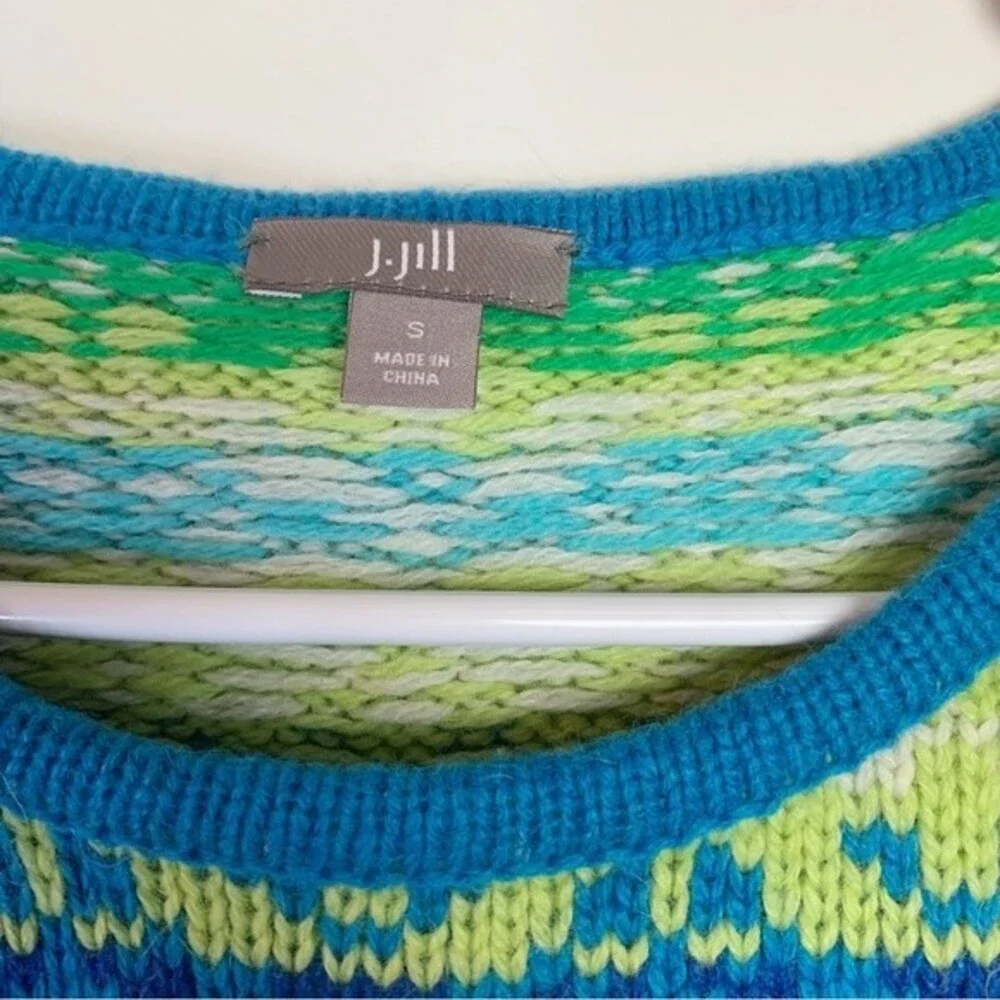 J. Jill Blue Patterned Nordic Knitted Pullover Sweater Size S Women